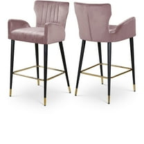 Meridian Furniture Luxe Pink Velvet Stool, Set of 2