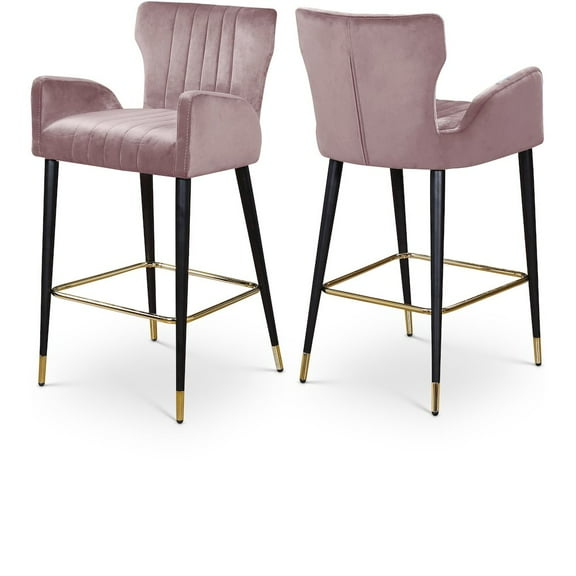 Meridian Furniture Luxe Pink Velvet Stool, Set of 2