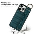 thumbnail image 5 of ELEHOLD Luxury Leather Case for iPhone 13 Pro Max 6.7" with Anti-Loss Wristband Metal Ring Buckle Full Body Protective Shockproof Anti-Scratch Phone Case,Darkgreen, 5 of 7
