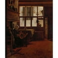 thumbnail image 2 of Esaias Boursse 20x24 Gold Ornate Framed and Double Matted Museum Art Print Titled - Interior with Woman at the Spinning Wheel (1661), 2 of 4