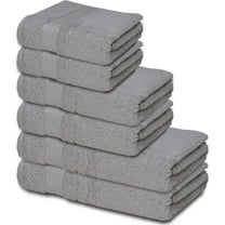 Melissa Linen Luxury Bath Towels Set of 6  - Bath Towels, Hand Towels, and Washcloths for the Bathroom – Silver Gray