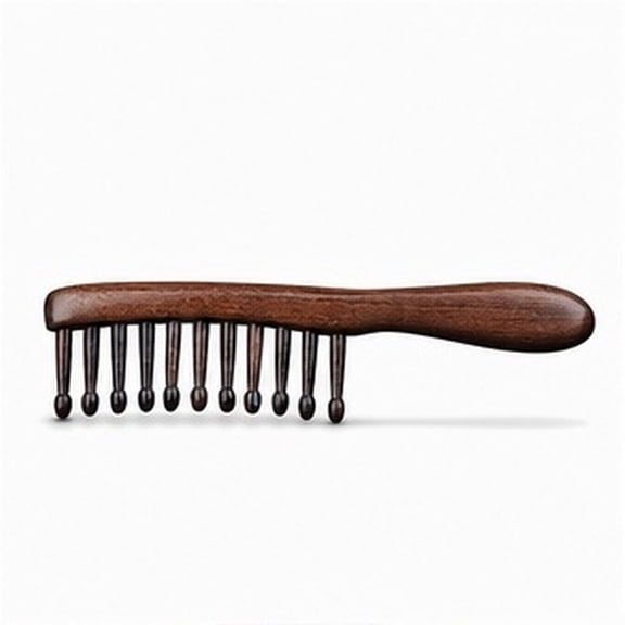 OUNONA Wooden Wide Tooth Comb with Rounded Teeth for Gentle Detangling and Styling of Curly, Thick, and Natural Hair