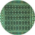 thumbnail image 1 of Ahgly Company Machine Washable Indoor Round Southwestern Turquoise Blue Country Area Rugs, 6' Round, 1 of 4