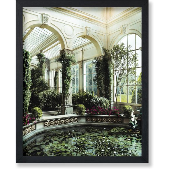 shiyou-Water Lily Pond Poster - Castle Ashby Gardens Print - Orangery Art - Photography Art - Conservatory Art - Floral Art - Botanical Art - Bedroom or Office Decor - 8x10 UNFRAMED Wall Art