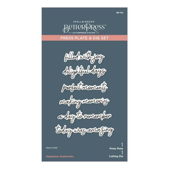 Spellbinders BetterPress Press Plate & Die Set-Happiness Sentiments