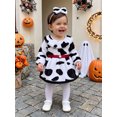 thumbnail image 4 of RUINIXCW Baby Girl Halloween Outfit, Infant Dalmatian Spotty Long Sleeve Romper Dress and Bow Headband 2 Pcs Set, 4 of 8
