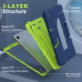 thumbnail image 2 of SaniMore Hybird Case for Samsung Galaxy Tab A9 Case 8.7" 2023 SM-T550 SM-P550, Rugged Heavy Duty Protective Shell Hidden Kickstand Dual Angle Stand Shockproof Anti-drop Cover, Navy+Green, 2 of 6