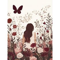 Burgundy Floral Woman Canvas Wall Art Perfect for Bedroom Living Room Bathroom Office and Gallery Wall Decor