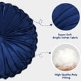 thumbnail image 2 of 2PCS Pleated Pumpkin Throw Pillows, Round Velvet Pillows with Center Button, Vintage Accent Meditation Pillow Cushion for Sofa Chair Dorm Car, 14.5 inch, Navy, 2 of 5