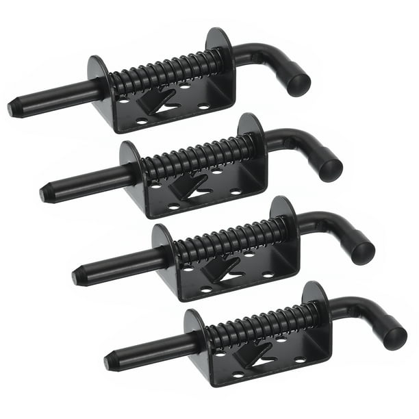 Pasador de Barril 4Uds 10x128mm Pasador de Pestillo de Puerta de Acero Al Carbono Electrolítico Con Resorte Cerradura Deslizante para Puertas de Remolque Armarios Negro