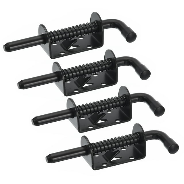 Pasador de Barril 4Uds 10x128mm Pasador de Pestillo de Puerta de Acero Al Carbono Electrolítico Con Resorte Cerradura Deslizante para Puertas de Remolque Armarios Negro