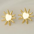 thumbnail image 3 of Fashionable Stainless Steel Irregular Heart with Sun Stud Earrings Golden 19x19mm, 3 of 4