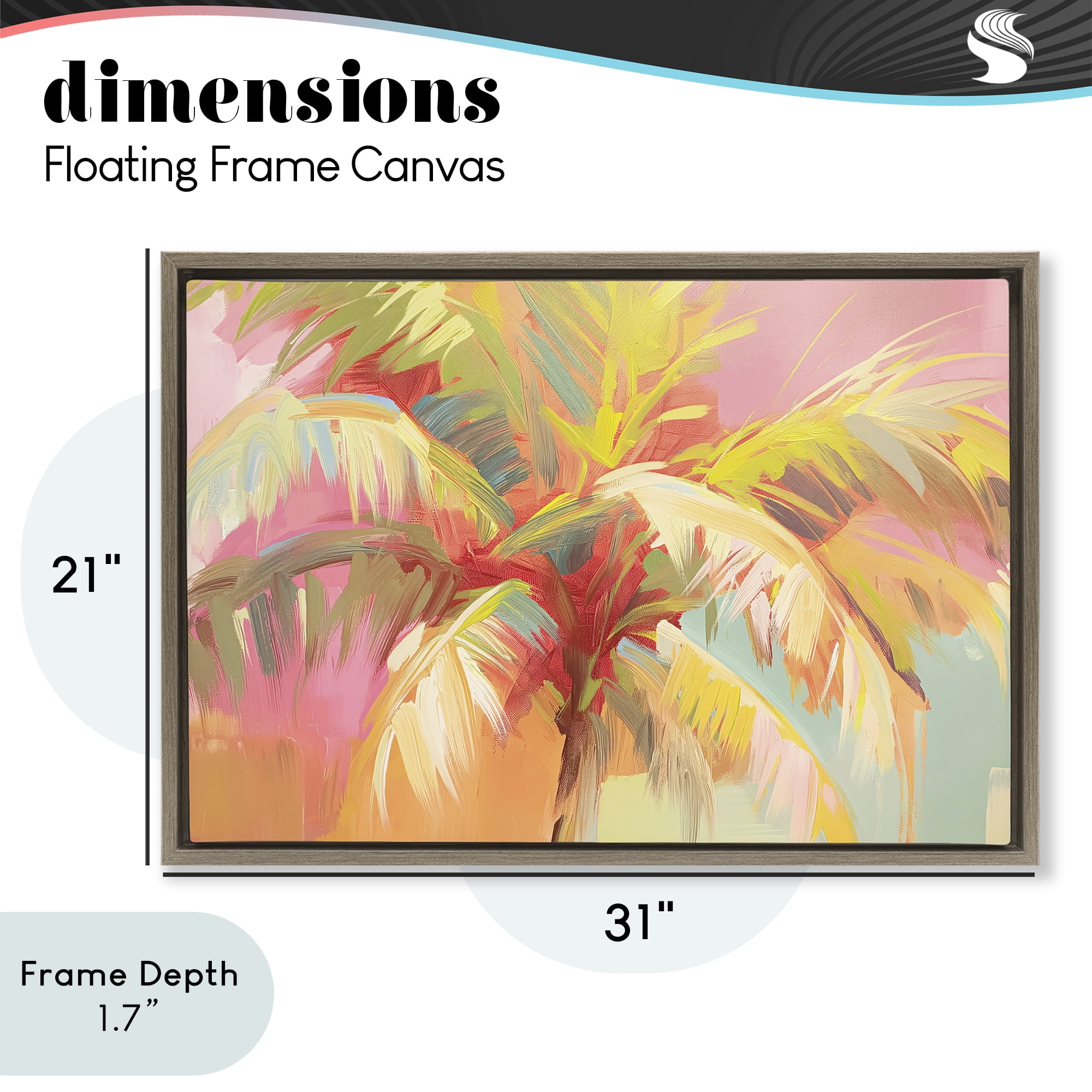 Stupell Industries Warm Palm Leaf Impressions Brown Framed Floater Canvas Wall Art, design by Jacky Ngan