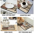 thumbnail image 4 of Coffee Mat, Coffee Vintage Stamp Coffee Bar Mat for Countertop, Rubber Backed Dish Drying Mat for Counter, Absorbent Coffee Bar Accessories Fit Under Coffee Maker Espresso Me Machine 18x24in, 4 of 7