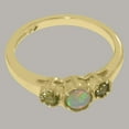 thumbnail image 6 of LBG British Made Classic Solid 14k Yellow Gold Natural Opal & Peridot Womens Anniversary Ring - 33 size options - Size 5.25, 6 of 7