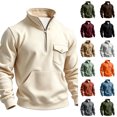 thumbnail image 4 of Mens Quarter Zip Pullover Sweatshirt Fall Winter Long Sleeve Casual Plain Stand Collared Sweatshirts with Pockets, 4 of 6