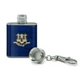 thumbnail image 2 of Rustic Connecticut State Flag Distressed USA Stainless Steel 1oz Mini Flask Key Chain, 2 of 3