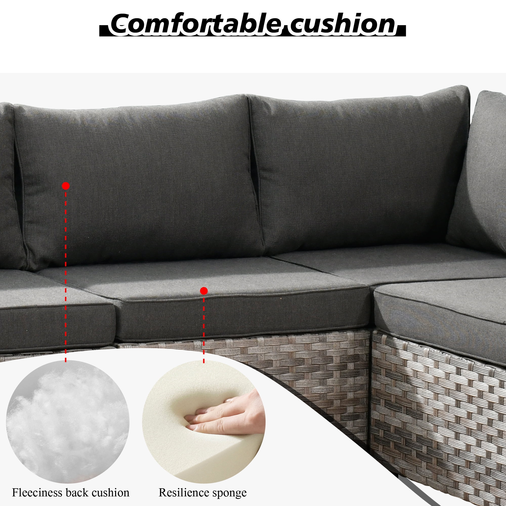 Ovios 12 Pieces Outdoor Furniture All Weather Wicker Patio Conversation Sectional Sofa Set with Side Table for Garden Backyard