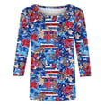 thumbnail image 5 of JOANKDMI Women's American Flag Shirts 3/4 Sleeve 4th of July Independence Day Crew Neck Tops Patriotic Holiday Festival Fashion T Shirts, 5 of 7