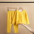 thumbnail image 2 of Swuxness Toddler Fleece Sets, Kids Fall Long Sets, Flower Boys and Girls Seamless Thermal Underwear Set Double-sided Brushed Fall Clothes and Pants German Solid Color Two-piece Yellow, 3 Years, 2 of 4
