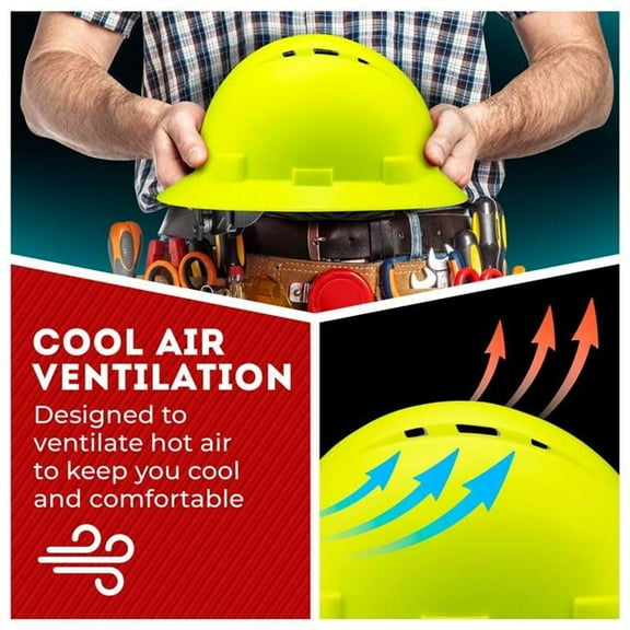 Acerpal 1LMV Full Brim Hi-Vis Lime Vented Hard Hat