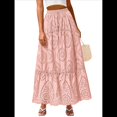 thumbnail image 1 of Falda Larga Playera Estilo Bohemio Informal de Verano 2025 para Mujer, con Encaje Bordado, Ojales, Cintura Elástica, , Escalonada, Corte A. Rosa M, 1 of 10
