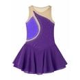 thumbnail image 3 of Haitryli Kids Girls Figure Ice Skating Dress Ballet Dance Dress Mesh Splice Lyrical Dancewear Purple 12, 3 of 5