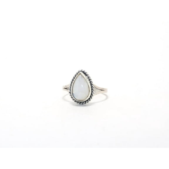 Heaven Crafts Teardrop Rainbow Moonstone Ring 925 Sterling Silver Handmade Designer Jewelry Gift For Her