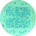 thumbnail image 1 of Ahgly Company Indoor Round Oriental Turquoise Blue Traditional Area Rugs, 7' Round, 1 of 4