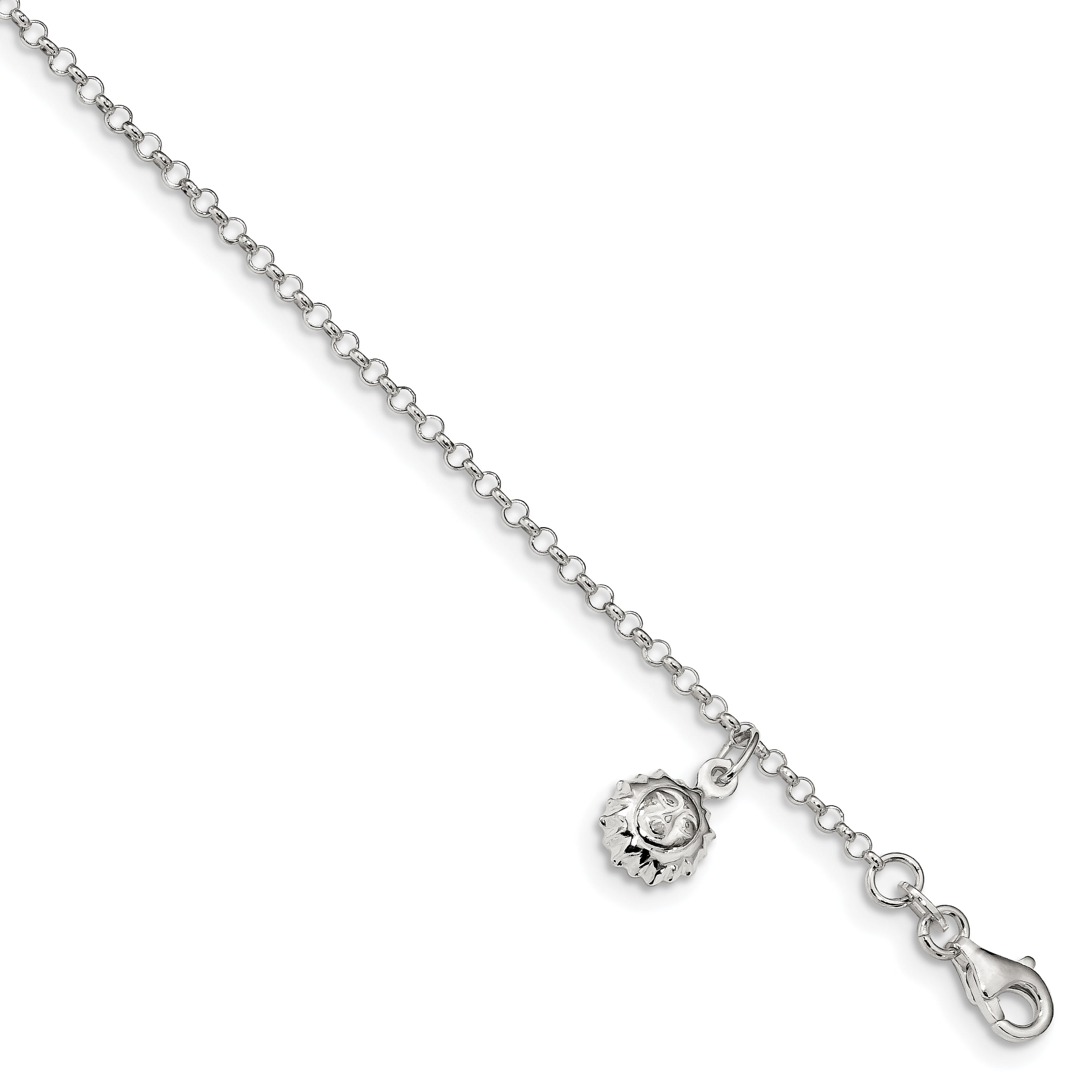Sterling Silver Sun 10 Inch W 1 Inch Ext Anklet Weight 2 03 Grams