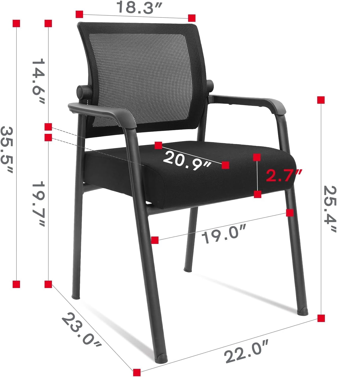 KLASIKA Desk Chair No Wheels, Arm Chair with Ergonomic Lumbar Support and Thickened Seats Cushion, Waiting Room Chairs for Office School Church Guest Reception, 8 Pack Black