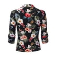 thumbnail image 3 of Doublju Women's Ruched 3/4 Sleeve Open Front Blazer Jacket with Plus Size, 3 of 4