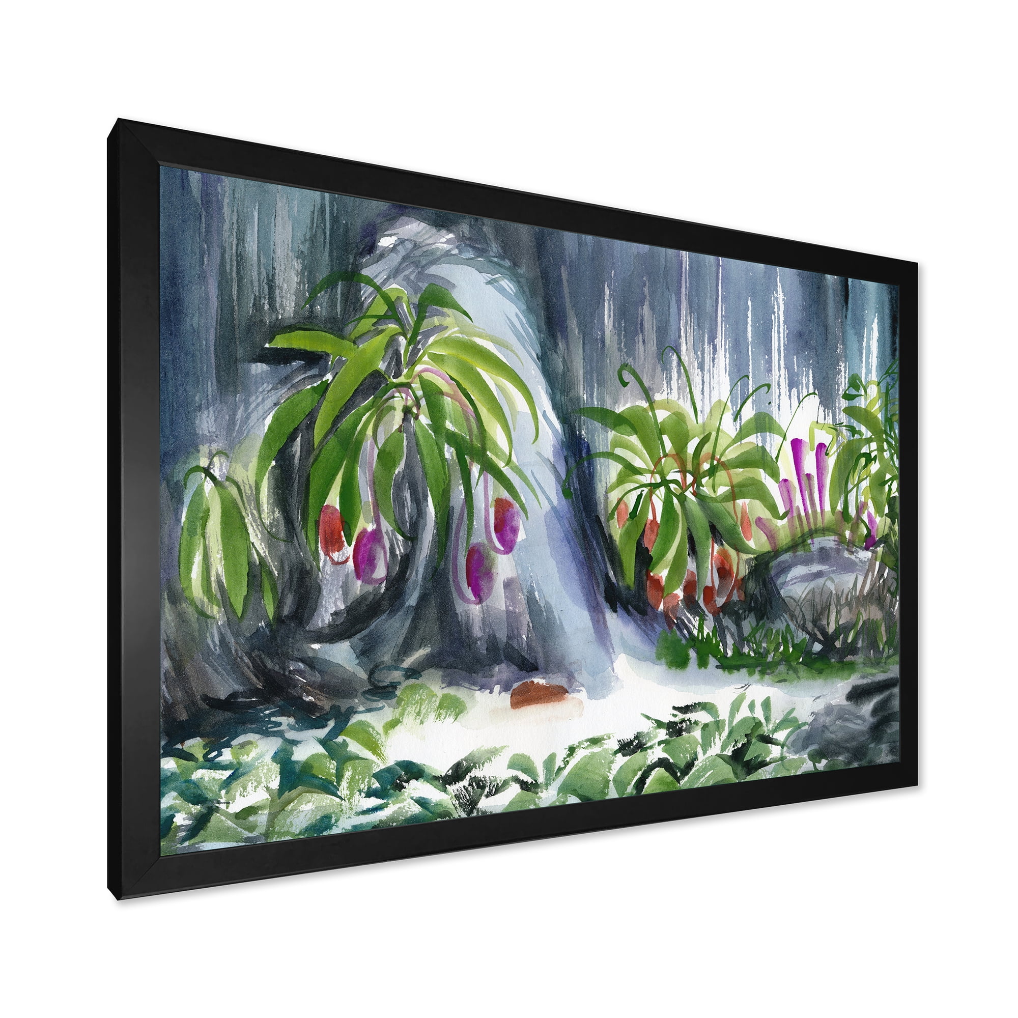 Designart 'Abstract Tropical Plants Oasis' Farmhouse Framed Art Print