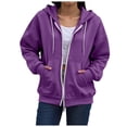 thumbnail image 2 of IUYRTFE Women's Full Zip Hoodie Jacket with Drawstring and Pockets Long Sleeve Casual Sporty Outerwear, 2 of 6