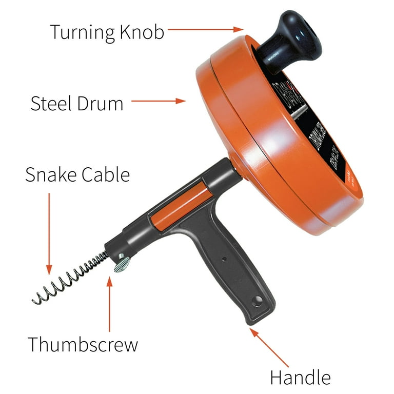 VEVOR Drain Auger 25Ft, Plumbing Snake with Drill Attachment