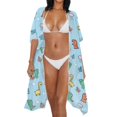 thumbnail image 3 of HELLHERO Polyester Long Kimono Swimsuit Cover Up for Beach Premium Lightweight Dinosaur and Giraffe Pattern, 3 of 6