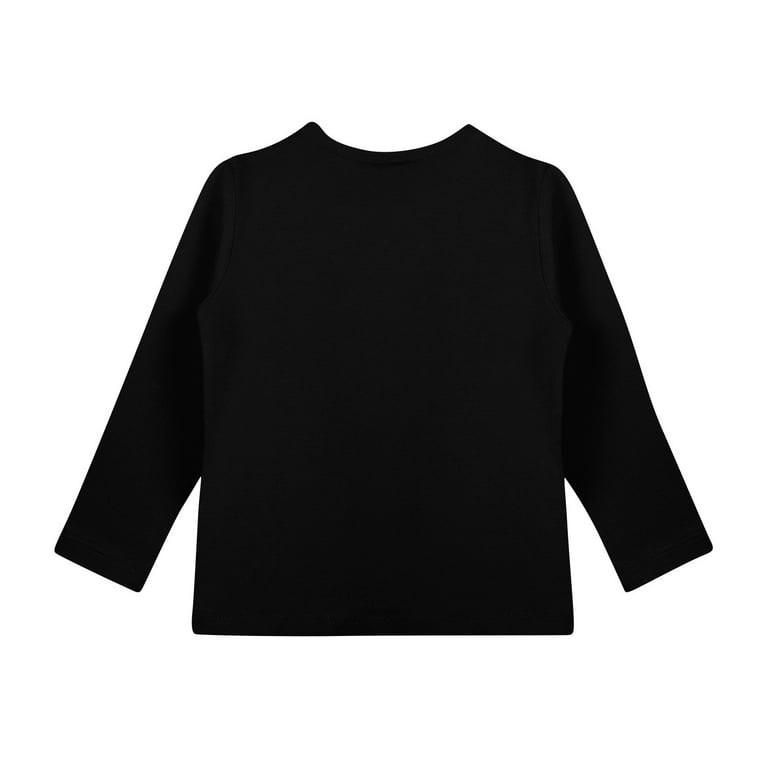 TQWQT Girls Tops Size 10-12 Long Sleeve Shirt Black Kids Crew Neck