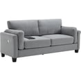 thumbnail image 4 of 79" Modern Double Arm Couch, Linen Upholstered 3-Seat Sofa, Comfy Button Tufted Sofa Bed Couch with Deep Seat Sofa USB Port for Living Room Apartment Lounge (Gray, Sofa), 4 of 7