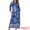 Dark Blue, variant on DARING DIVA Boho Long V Neck 3/4 Sleeve Side Slit Floral Maxi Dress S Dark Blue