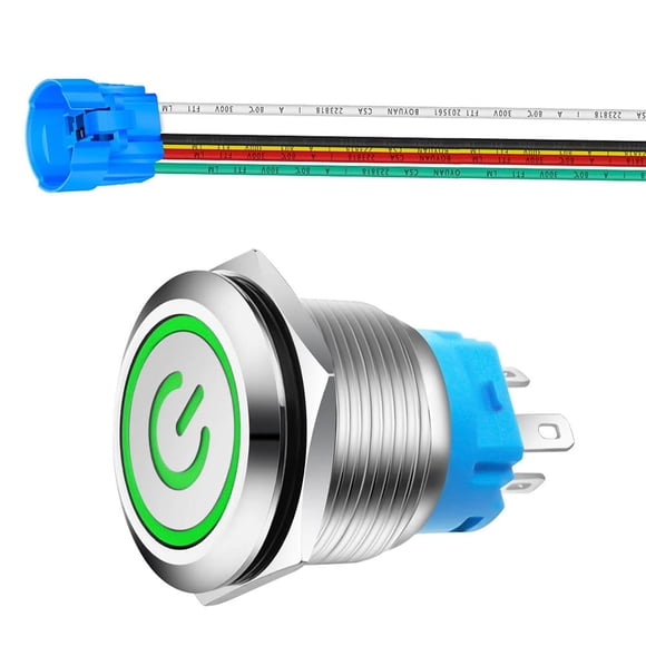 Interruptor de botón pulsador con cierre de acero inoxidable de 22 mm incorporado