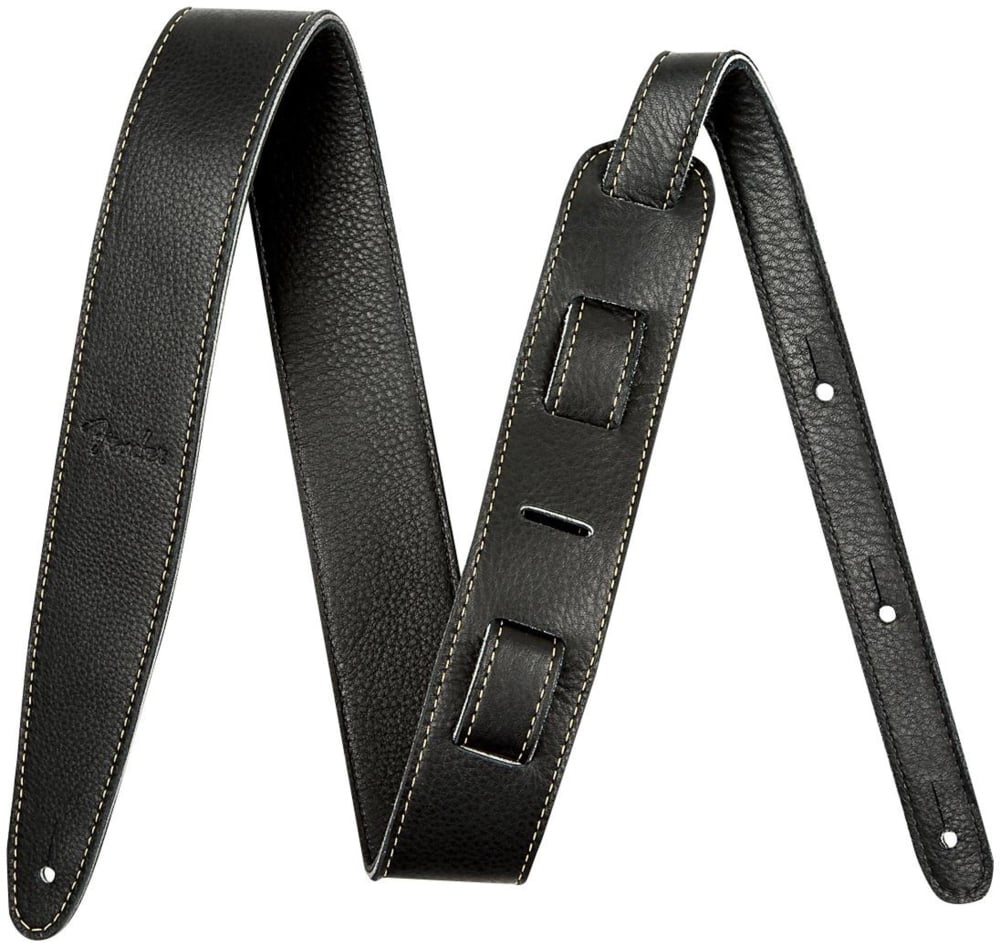 Fender Artisan Crafted Leather Guitar Strap, 2" Black Adjustable from 40" - 55"