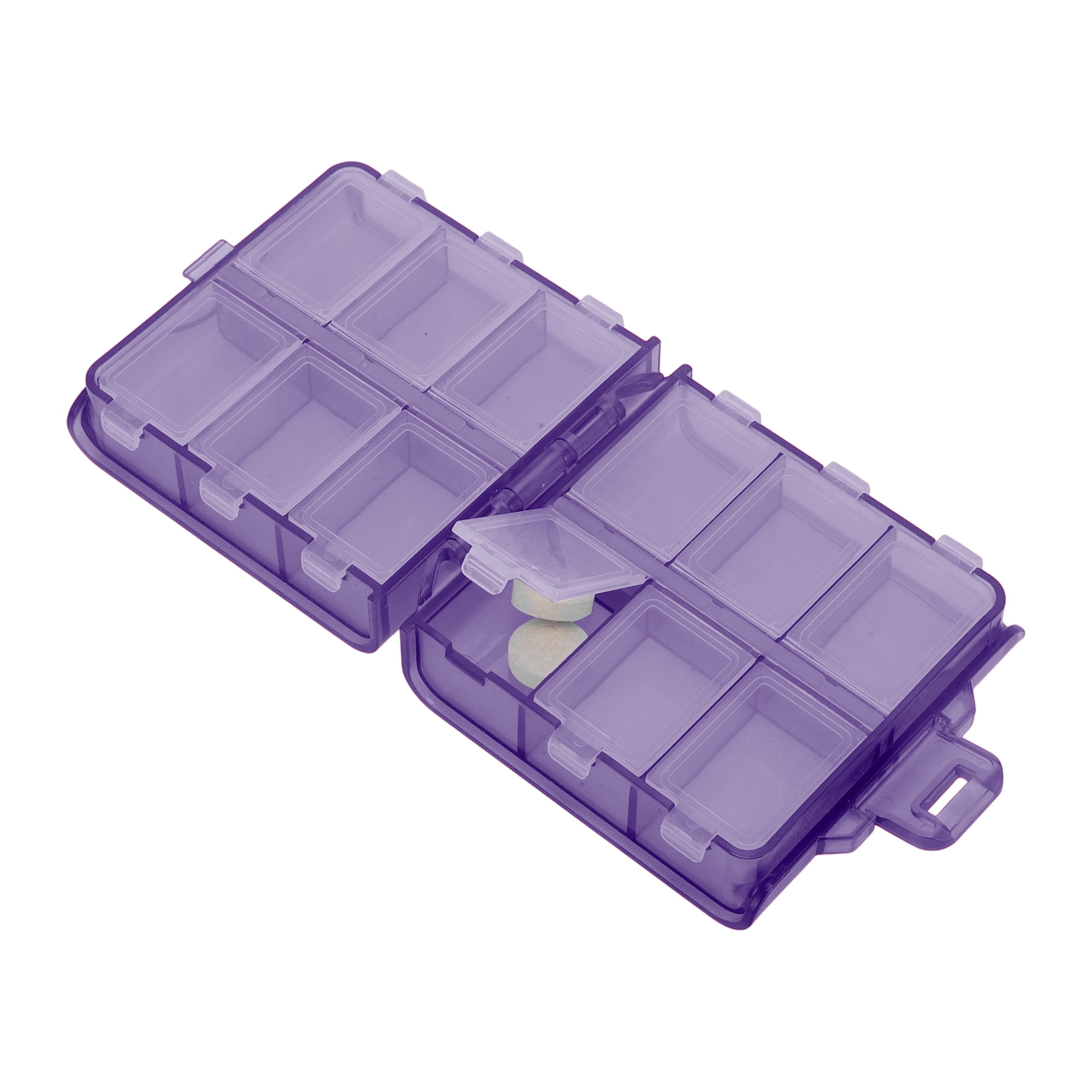 Unique Bargains 12 Grid Portbale Durable Design Pill Case 1 Pc Matt Purple