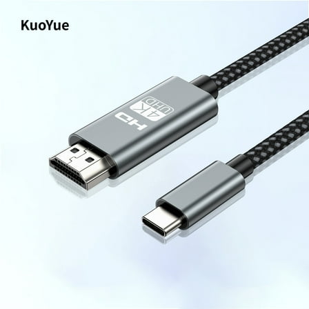 KuoYue USB-C to HDMI Cable, supports 4K@30Hz resolution, one-way Type-C to HDMI connection cable, compatible with MacBook Pro/Air, Steam Deck, HDTV and more (2m)