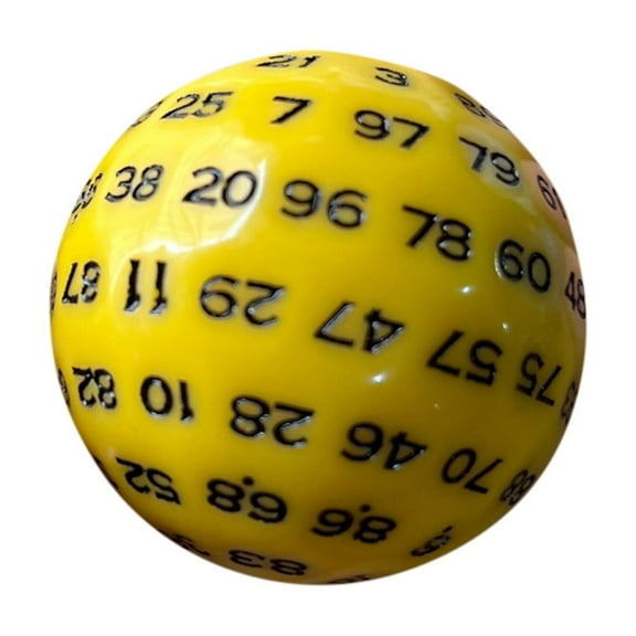 100-Sided Dice for Tabletop RPG, Polyhedral D100 Gaming Die for Dungeons and Dragons and Pathfinder, Yellow Acrylic