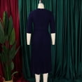 thumbnail image 4 of AURA Women’s Pleated Midi Dress Suit Collar High Waist Three Quarter Sleeve Solid Color S XXXL, 4 of 7