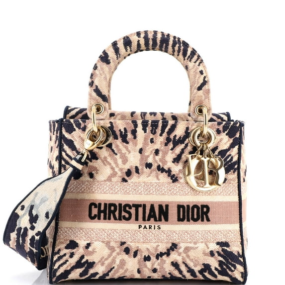 Pre-Owned Lady D-Lite Bag Embroidered Canvas Medium By Rebag