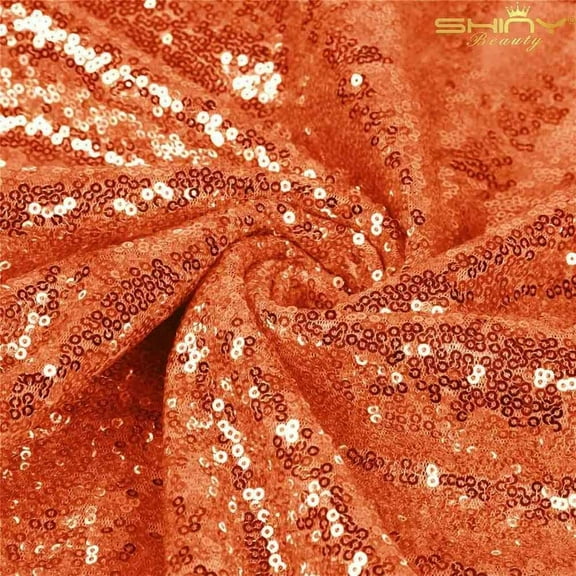 Valentina Textile Inc Sequin Fabric Glitter Embroidery Fabric by The Yard Material for DIY Sewing Curtain Backdrop Tablecloth Table Linen Runner Clothes (1 Yard, Orange)