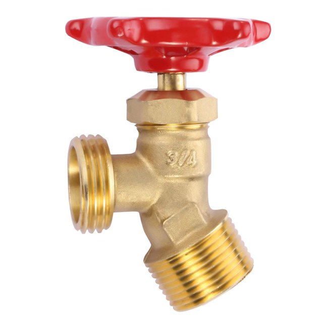 LitOrange Solid Brass Backyard 65 Degree Elbow Stop Valve Hose Bibb Solder NPT 3/4" Male Thread to MHT 3/4" Inch Male Threaded Garden Hose Connector Adapter Water Shut-Off Valve Faucet