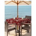thumbnail image 2 of Outdoor Tablecloth with Umbrella Hole and Zipper, Christmas Snowflakes Square Table Cloth 54x54 Inch Waterproof Tablecloth, Winter Xmas Flower Textured Red Picnic Table Cover for Patio Camping, 2 of 7
