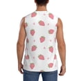 thumbnail image 4 of Lsque Hand Drawn Strawberry Print Men's Cotton Blend Sleeveless Muscle Shirts (S-3XL)- Moisture Wicking, Odor Protection, UPF 30+,X-Large, 4 of 8